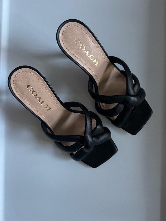 Coach Shoes - Coach Kellie Soft Signature Sandals Black Leather 7.5 Mule Heels
